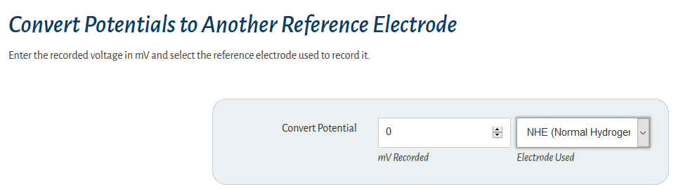New Online Reference Electrode Conversion Calculator